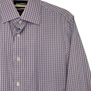 Bonobos Men Stretch Slim Fit Plaid Button Down Shirt 15 1/2 33 Medium Pink Blue
